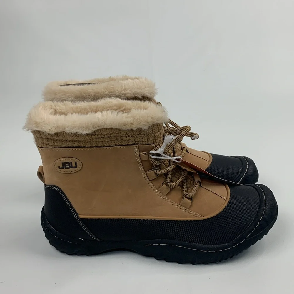 JBU BY JAMBU All terrain boots 9.5 Leather Faux fur Mem foam Tan black NEW NWT